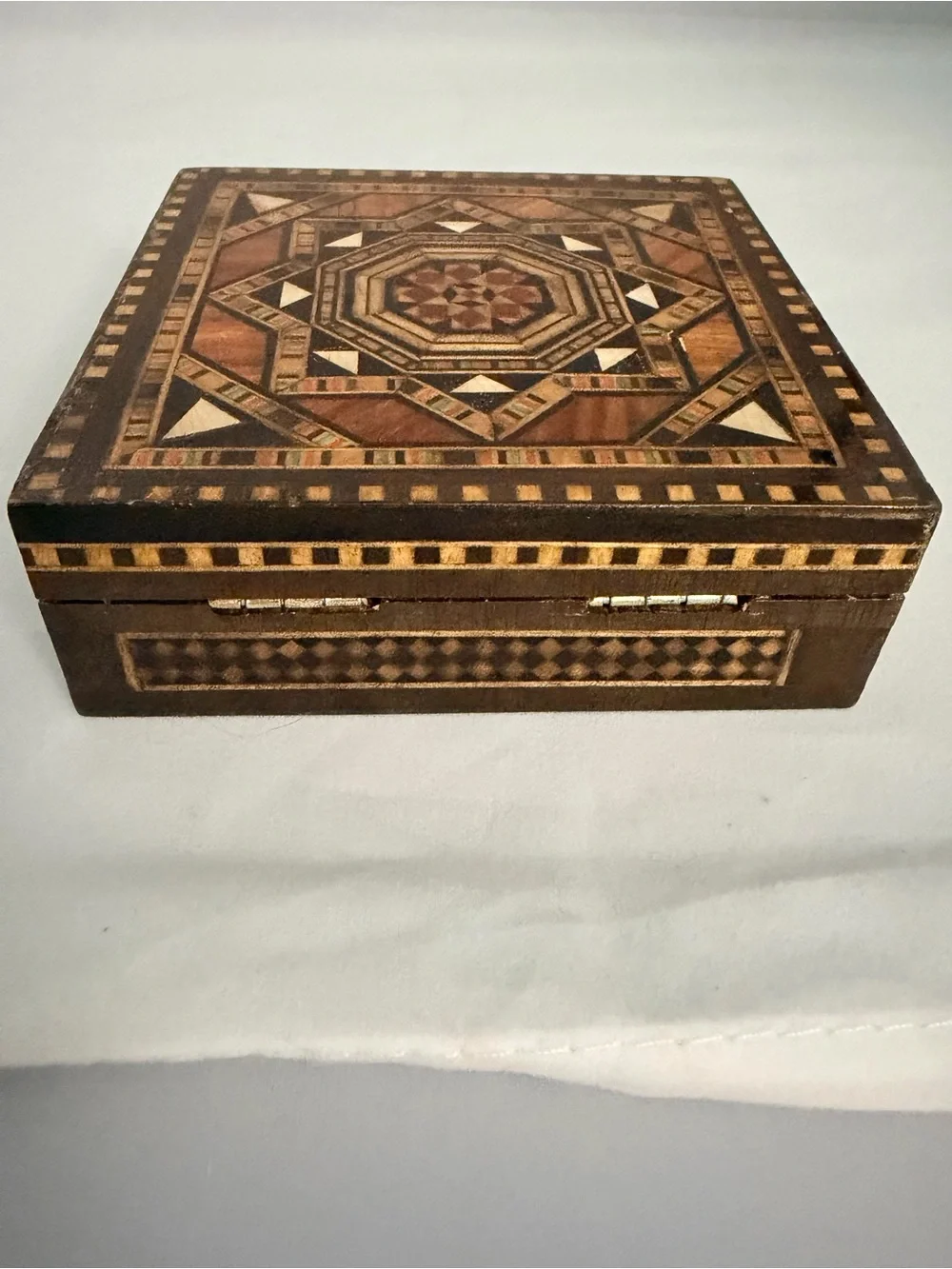 Damascus Mosaic Inlaid Wooden Marquetry Trinket Box -